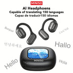 Auriculares Bluetooth | MINISO M98 Auriculares Inalámbricos con Traducción AI - Diseño Abierto, Soporta 135 Idiomas en Tiempo Real, Pantalla HD a