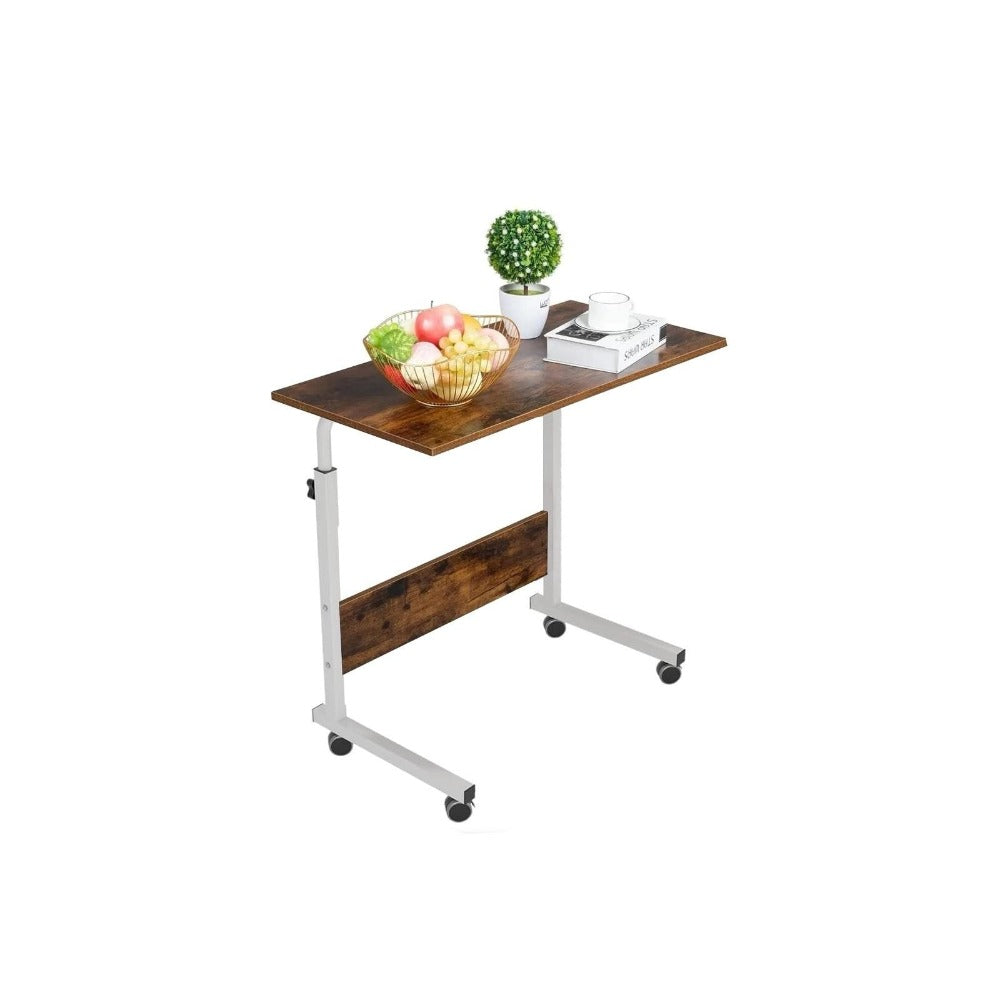 Mesa auxiliar con ruedas 60X40 cm Mesa para portátil Mesa Auxiliar de Altura Ajustable para Dormitorio Mesita de Noche Móvil Diseño Compacto que Ahorra Espacio
