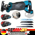 Sierra Recíproca Inalámbrica, Sierras Eléctricas de 18V, Sierra Eléctrica de Velocidad Variable 0-3500SPM con 2 Baterías de 3.0Ah Compatibles con Makita, 4 Hojas de Sierra, Cargador Rápido, Luz LED, para Corte de Madera, Metal y PVC