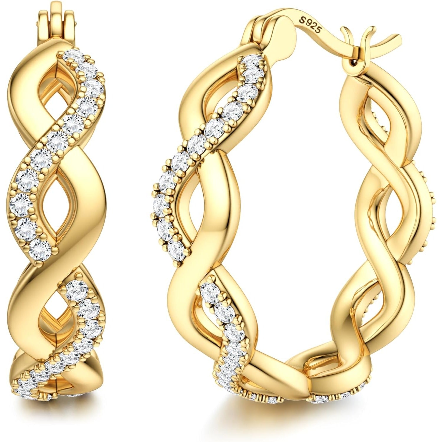 Pendientes de aro huggie de plata 925 para mujer, hipoalergénicos, dorados, listos para fiesta y para regalar, incluye caja de regalo prémium