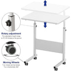 Mesa auxiliar con ruedas 60X40 cm Mesa para portátil Mesa Auxiliar de Altura Ajustable para Dormitorio Mesita de Noche Móvil Diseño Compacto que Ahorra Espacio