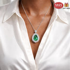 Collar de Zirconia Sintética Verde S925 para Mujer, 5 Quilates de Zirconia Sintética, Ideal para Uso Diario y Banquetes de Boda, Regalos de Aniversario, Regalos de Año Nuevo, Empaque en Caja de Regalo