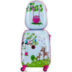 Juego de Equipaje para Niños de 2 Piezas: Maleta con Ruedas de Plástico + Mochila, Maleta de Viaje de Carcasa Dura para Niños y Niñas (12"+16")