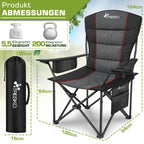 TRESKO® Silla de Camping Plegable hasta 200Kg | Silla Plegable con Bolsa Nevera, Portavasos y Bolsillo Lateral | Silla XXL Plegable Incluye Bolsa de Transporte | Silla de Pesca Acolchada para Exterior, Pesca, Festival y Jardín