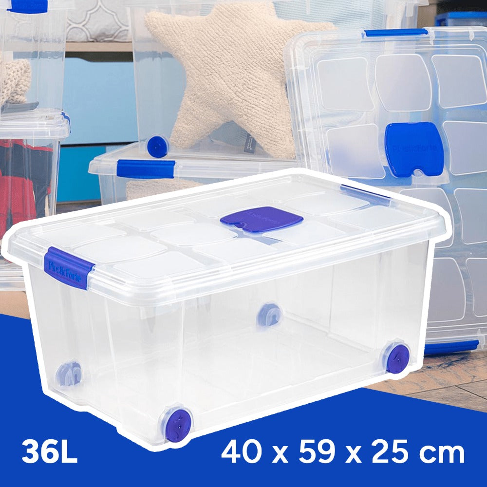Caja Almacenamiento plástico para Guardar y Ordenar Juguetes, Libros, Documentos, Ropa, Mantas. Cierre Hermético, Gran Capacidad y Resistencia - Dekohome
