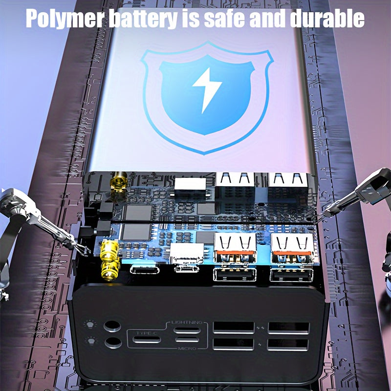 Batería externa | Batería Externa de Alta Capacidad de 50000mAh con Pantalla LED Inteligente, Linterna, Fuente de Alimentación de Emergencia para