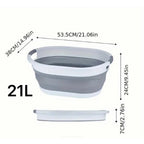 Cubo para la colada retráctil blanco y gris 21 l. Ideal para ropa sucia, Dobla, Juega, Lleva contigo.