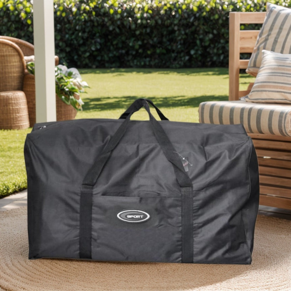 Bolsa de Viaje de Poliéster Negra con Función de Almacenamiento - Tamaño Extra Grande 180L, Fuerte y Duradera para Equipaje y Actividades al Aire Libre