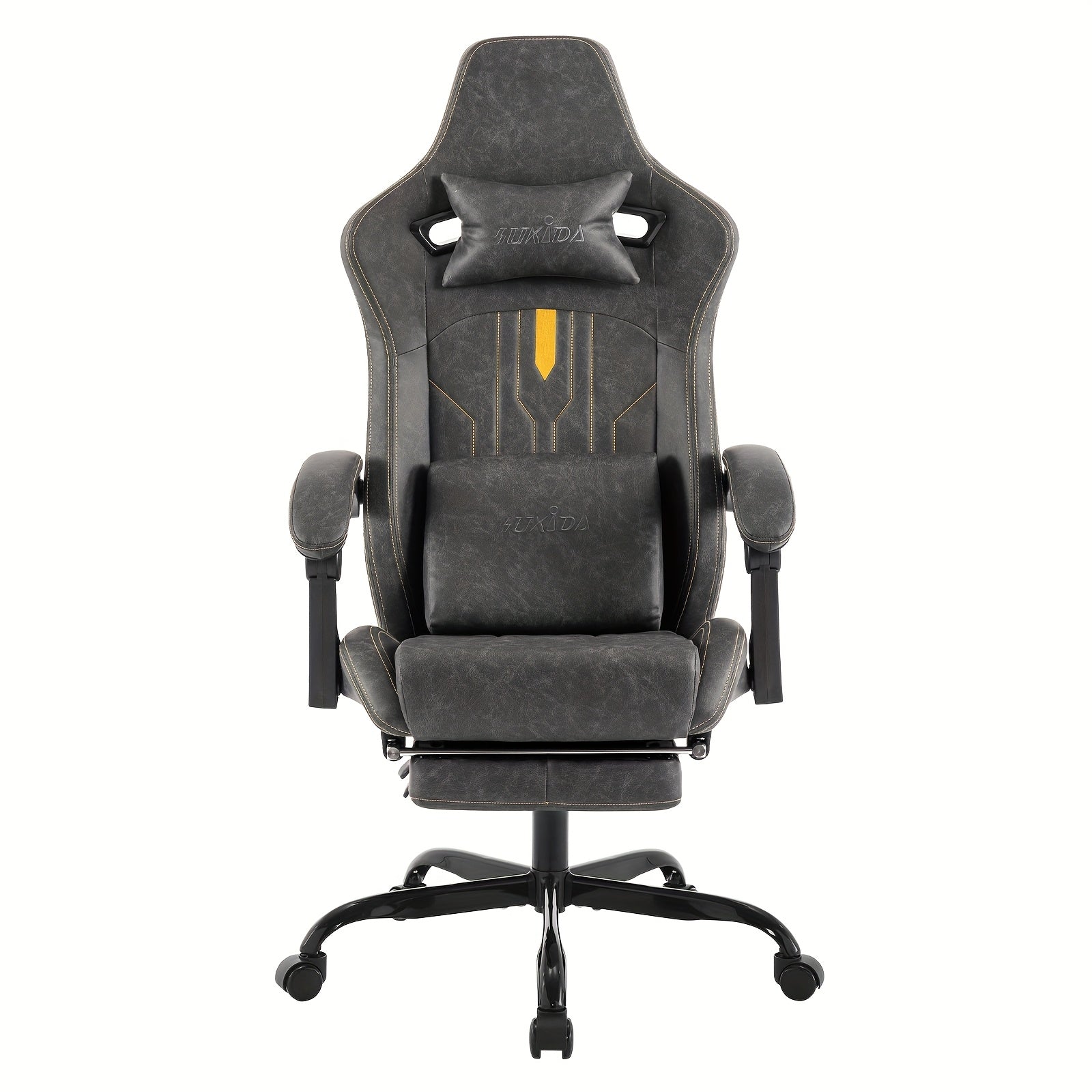 Silla de Juego y Oficina, Silla de Computadora con Reposapiés, Reposacabezas y Soporte Lumbar, Silla Ergonómica, Silla Giratoria y Ajustable en Altura, Opciones en Gris, Beige, , Marrón y Verde