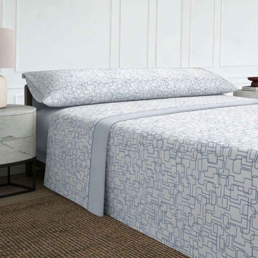 Juego de cama de tres piezas apto para todas las estaciones, que incluye una sábana, una sábana ajustable y fundas de almohada. Medidas: 90 cm, 105 cm, 135 cm, 150 cm y 180 cm.