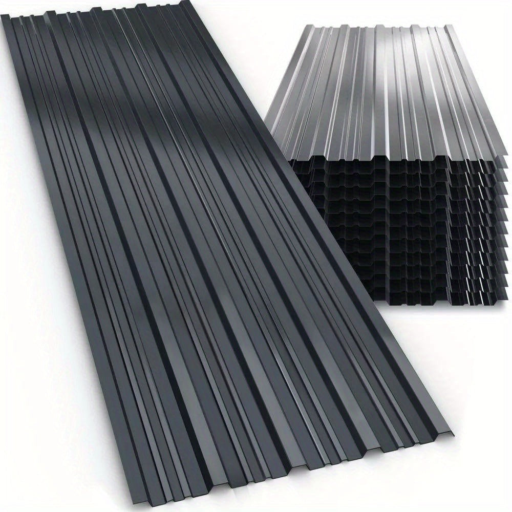 24 Láminas de Perfil Metálico Corrugado, 129 cm x 45 cm = 14 m² de Cubierta para Cobertizo de Herramientas - Paneles de Techo de Acero Galvanizado, Temporales y Desmontables