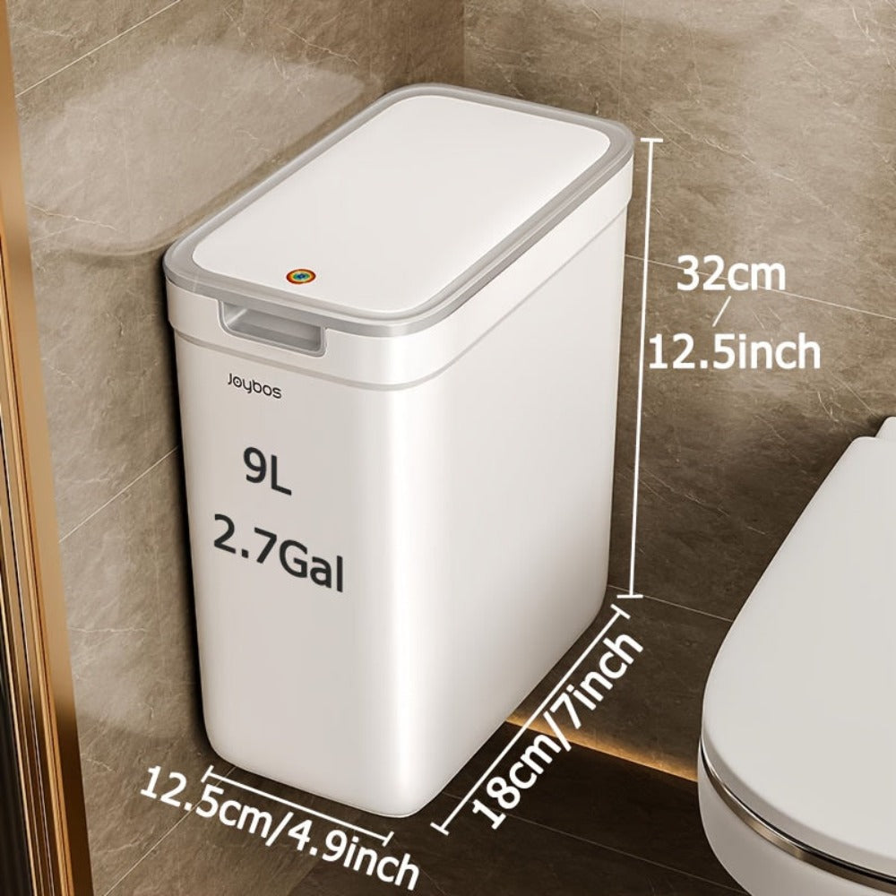 Joybos Cubo de Basura para Baño Montado en la Pared 9L con Tapa - Diseño Ahorrador de Espacio y Sellante contra Olores, Fácil Instalación sin Necesidad de Electricidad
