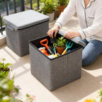 Reposapiés otomano de almacenamiento, taburete plegable para pies, caja de almacenamiento, taburete para el hogar, taburete para pies, banco, caja grande para guardar ropa de lino