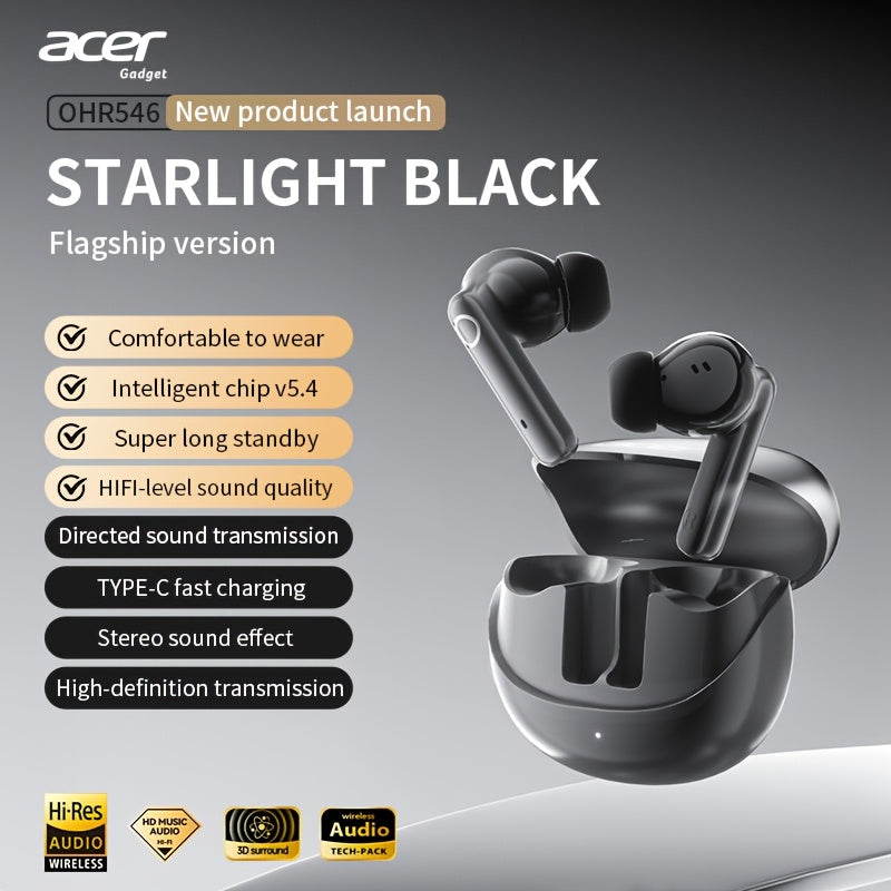 Auriculares Bluetooth | Auriculares inalámbricos Acer OHR546, estéreo, graves profundos, baja latencia en llamadas, uso cómodo (estudio