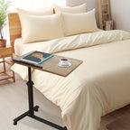 Escritorio Ajustable para Laptop, 60 X 34.5 X 58-90 Cm, Mesa Plegable para Cama, Mesa de Sofá con Ruedas, Soporte Elevable para Laptop Giratorio 360 Grados, Escritorio de Madera para Sofá y Laptop