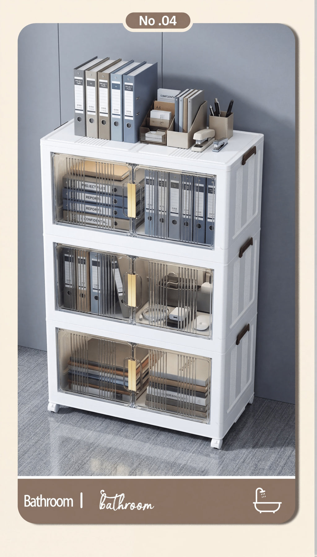 Armario plegable de almacenamiento con ruedas 88 cm plegable | Oficina, cocina y dormitorio