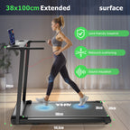 Cinta de correr plegable 3 en 1 para el hogar, motor DC de 2.5HP de pico, control de velocidad de 1-12km/h, pantalla LED, 12 programas preestablecidos, cambio de triple modo, altavoz de música, cinta ancha, compacta para equipo de fitness en el hogar, sin
