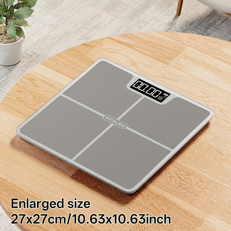 Báscula de baño de alta precisión, báscula electrónica de cuerpo con pantalla LCD ultradelgada con visualización de temperatura, inicio automático al pesar, pesaje hasta 180 kg, cambio de unidad LB/KG, diseño de plataforma de vidrio templado antideslizant
