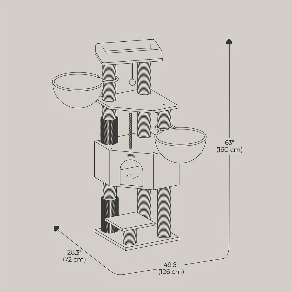 Rascador para gatos | Árbol para Gatos de Alta Resistencia con Múltiples Niveles para Gatos Grandes, Almohadillas Autocalentables, Autogroomers y