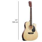 BAKAJI Guitarra Acústica Eléctrica de 41 Pulgadas con Estuche, Kit de Reemplazo de Cuerdas, Púas, Cable de Amplificador y Correa, Guitarra Folk Cutaway para Adultos y Principiantes