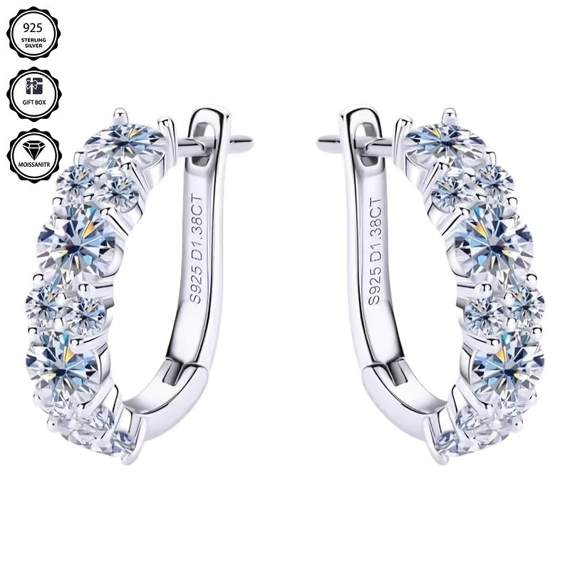 Un par de aretes de aro de plata de ley 925 para mujer, peso total del producto (1.2g) para incrustaciones de circonita, peso total del producto (6.14g) para estilo dorado, peso total del producto (5.15g) para estilo plateado. Regalos perfectos para mujer