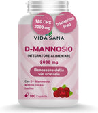 D-Mannosa Pura 2200 mg con Extracto de Arándano – 180 Cápsulas Naturales Hechas en Italia – Envío Rápido desde Almacén Local