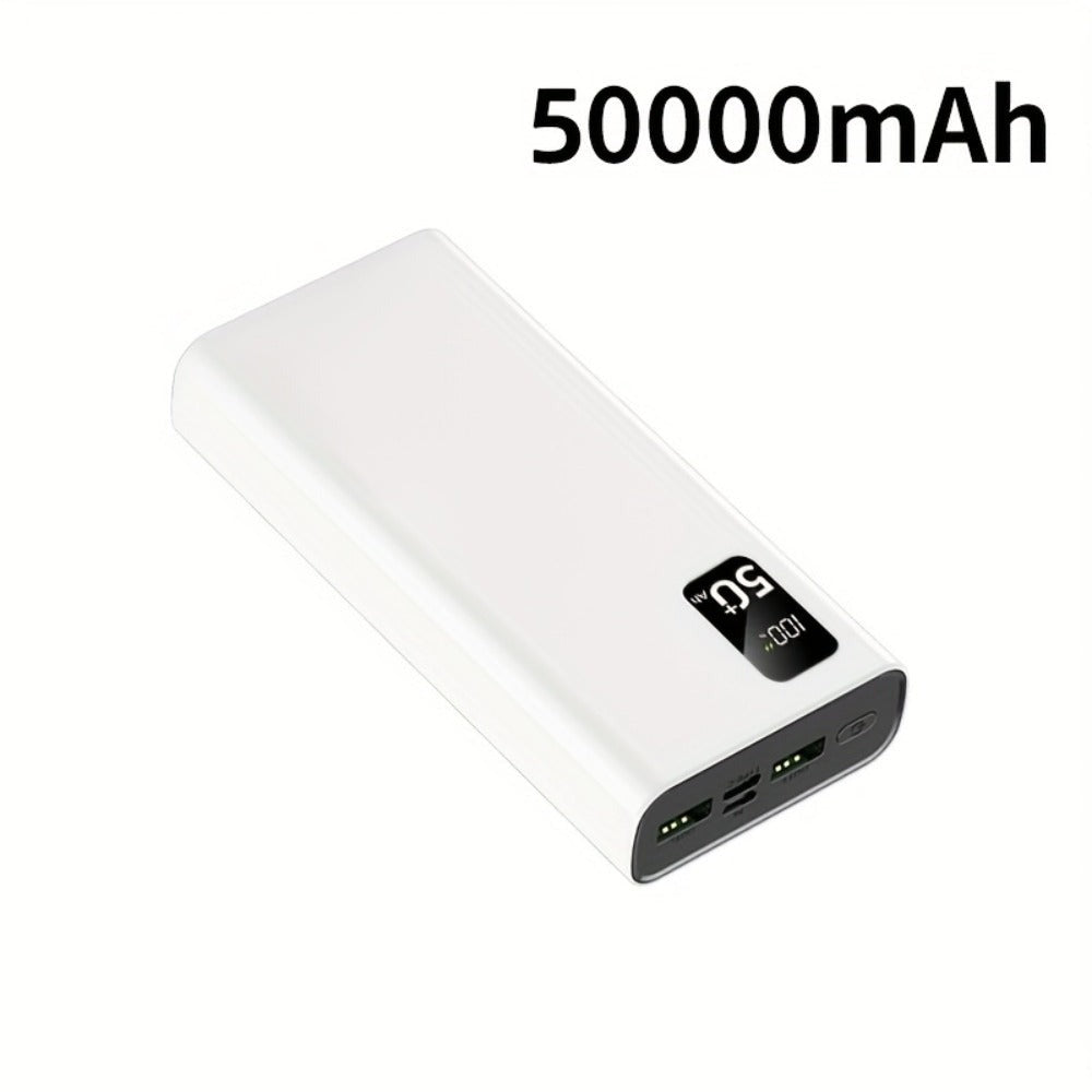 Batería portátil de 50000mAh, carga súper rápida de 22.5W, doble salida USB, entrada Type-C/Micro, pantalla LED, compatible con dispositivos electrónicos iPhone/Android, paquete de batería de emergencia para móviles, regalo