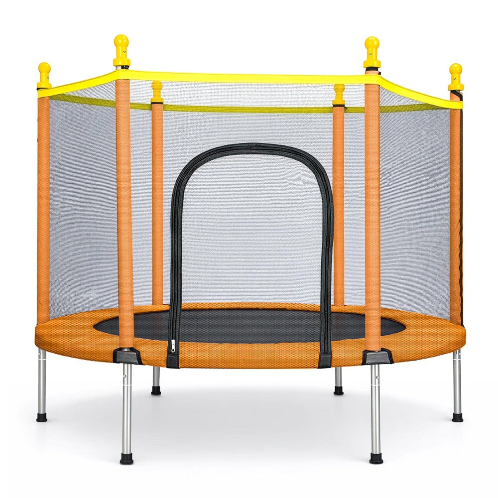 Trampolín de 1.5 pies con cubierta de red de seguridad y accesorios | Saltarín de espacio libre para uso en interiores y exteriores, forma redonda, material de hierro y ABS, disponible en naranja y rosa - Marca: youyijia