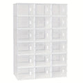 1pc Zapatero, con 18 Cajas Apilables para Zapatos, Sistema de Estantes para Zapatero con Cierre Magnético, Estante de Plástico DIY, 25x19x35cm, Blanco Transparente