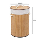 Cesta de bambú para la colada, Cuadrado de 72 litros / Redondo de 55 litros, con saco interior extraíble 1 compartimento con tapa removible y asas, para Lavandería, Dormitorio
