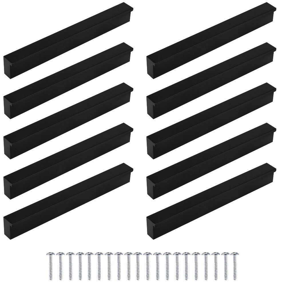 10piezas de manijas de muebles negros, tira, espaciado de agujeros 96Mm 128Mm 160Mm, manijas modernas y estéticas para armarios, cajones y puertas, ideales para cocina, baño, sala de estar - un conjunto completo con tornillos.
