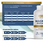SUPREME MAGNESIO BISGLICINATO 450Mg (Hasta 4 Meses) 240 Pastillas - Complejo Premium | Vitamina B12, B1, B2, B6, C y Coenzima Q10 | Suplemento - Vegano y Hecho en Italia