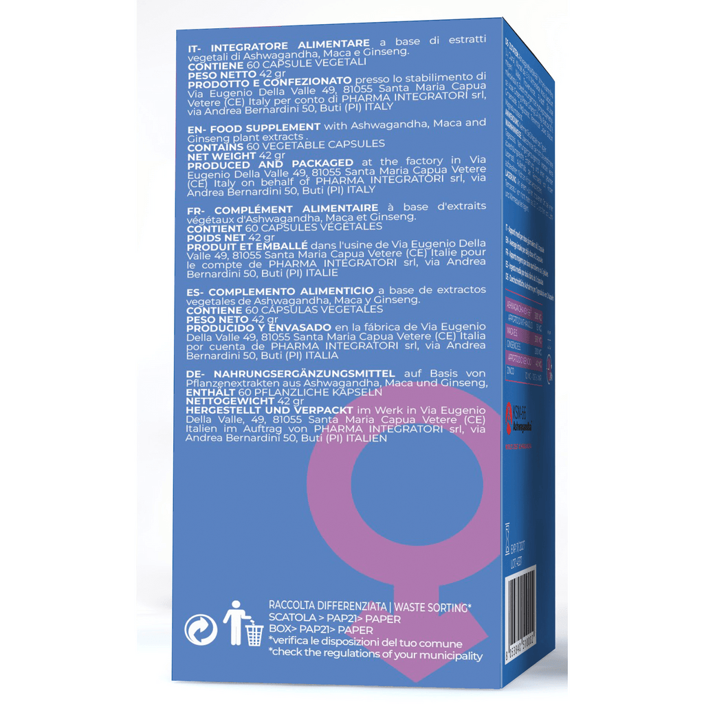 Complementos alimenticios | Integrador Natural con Ashwagandha KSM-66, Ginseng, Gluconato de Zinc, Maca