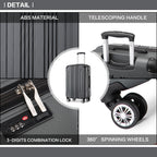 Maleta de embarque de carcasa rígida ABS 55x35x20cm, carrito de viaje, equipaje de mano de cabina, 33L, regalo de Black Friday, Día de Acción de Gracias, Navidad