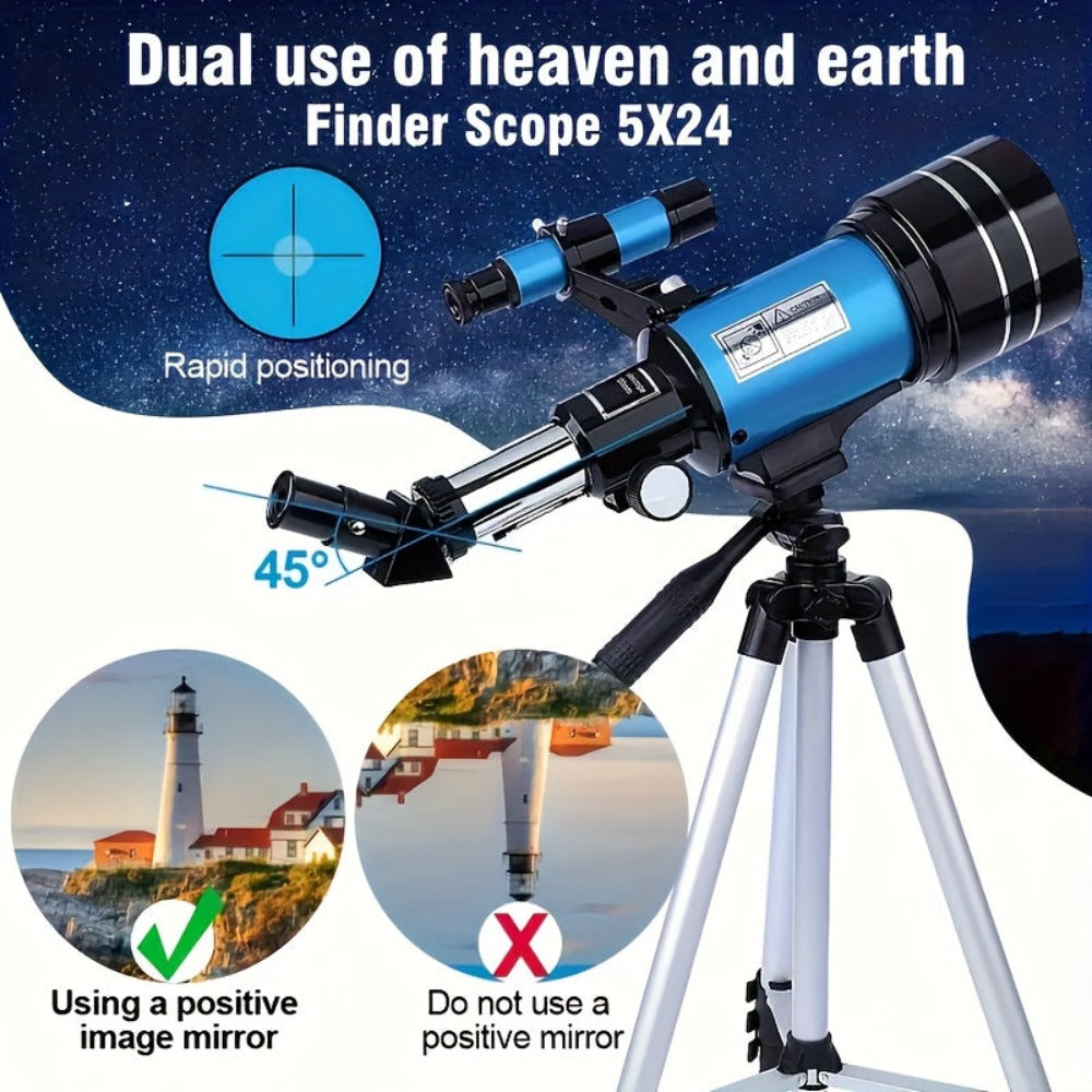 Telescopio Astronómico Profesional de Aumento 99X - Telescopio Monocular Portátil con Gran Apertura de 70 mm, Adecuado para la Educación Científica, Observación de Estrellas y Camping, Regalo Ideal de Navidad y Cumpleaños