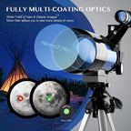 Telescopio Astronómico Profesional de Aumento 99X - Telescopio Monocular Portátil con Gran Apertura de 70 mm, Adecuado para la Educación Científica, Observación de Estrellas y Camping, Regalo Ideal de Navidad y Cumpleaños