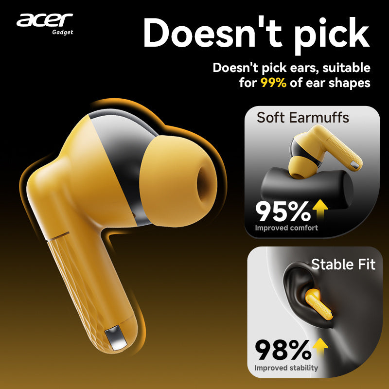 Auriculares Bluetooth | Acer Ohr Auriculares inalámbricos de 13.92 metros Anc Call con reducción de ruido, graves potentes, sonido estéreo