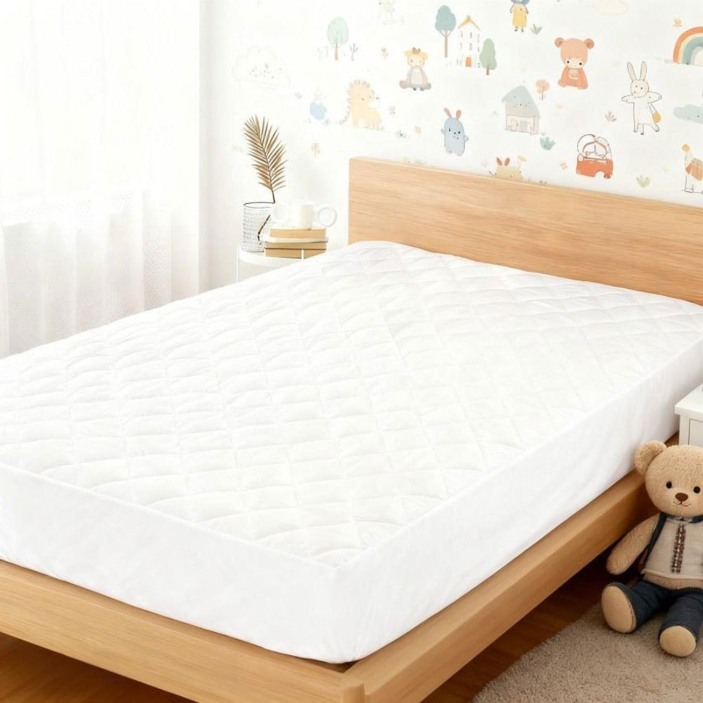 Protector De Colchón, Funda De Colchón Grande De Varios Tamaños, Impermeable, Transpirable, Suave, Impresa, Lavable A Máquina, Blanco
