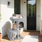 Árboles y torres para gatos | Árbol para Gatos, Torre de 74 cm, M, Condominio para Gatos Medianos hasta 5 kg, Percha Grande, 2 Cuevas y Rascador