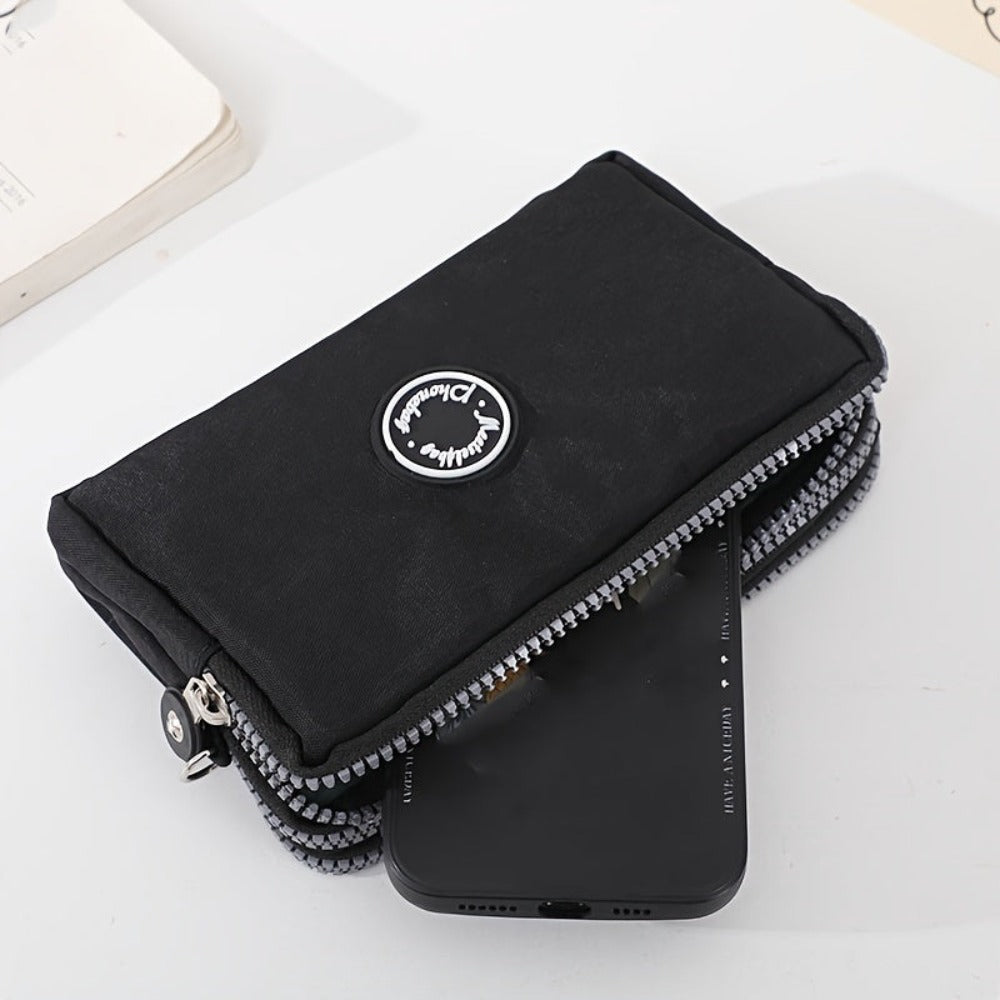 Cartera de Mujer de 3 Capas con Cremallera, Estuche de Lluvia para Llaves, Billetera de Gran Capacidad, Organizador de Cables de Datos, Tarjetero, Funda para Teléfono, Bolso Móvil