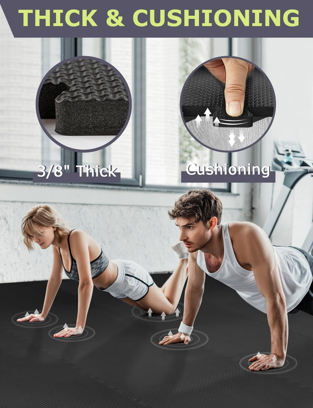 96/108 piezas de tapetes de gimnasio entrelazados de espuma EVA, 30 x 30 cm, tapetes de ejercicio tipo puzzle con baldosas para el suelo, suelo para gimnasio en casa, equipo de ejercicio, tapete de fitness, ideal para yoga, pilates y fitness en casa