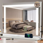 Espejo de Maquillaje de Hollywood con Iluminación - (50 X 40 Cm/58 X 46Cm/70 X 55Cm/80 X 60Cm) Espejo LED Regulable con 3 Modos de Luz USB Conexión Espejo de Maquillaje Inteligente para Dormitorio Tráiler