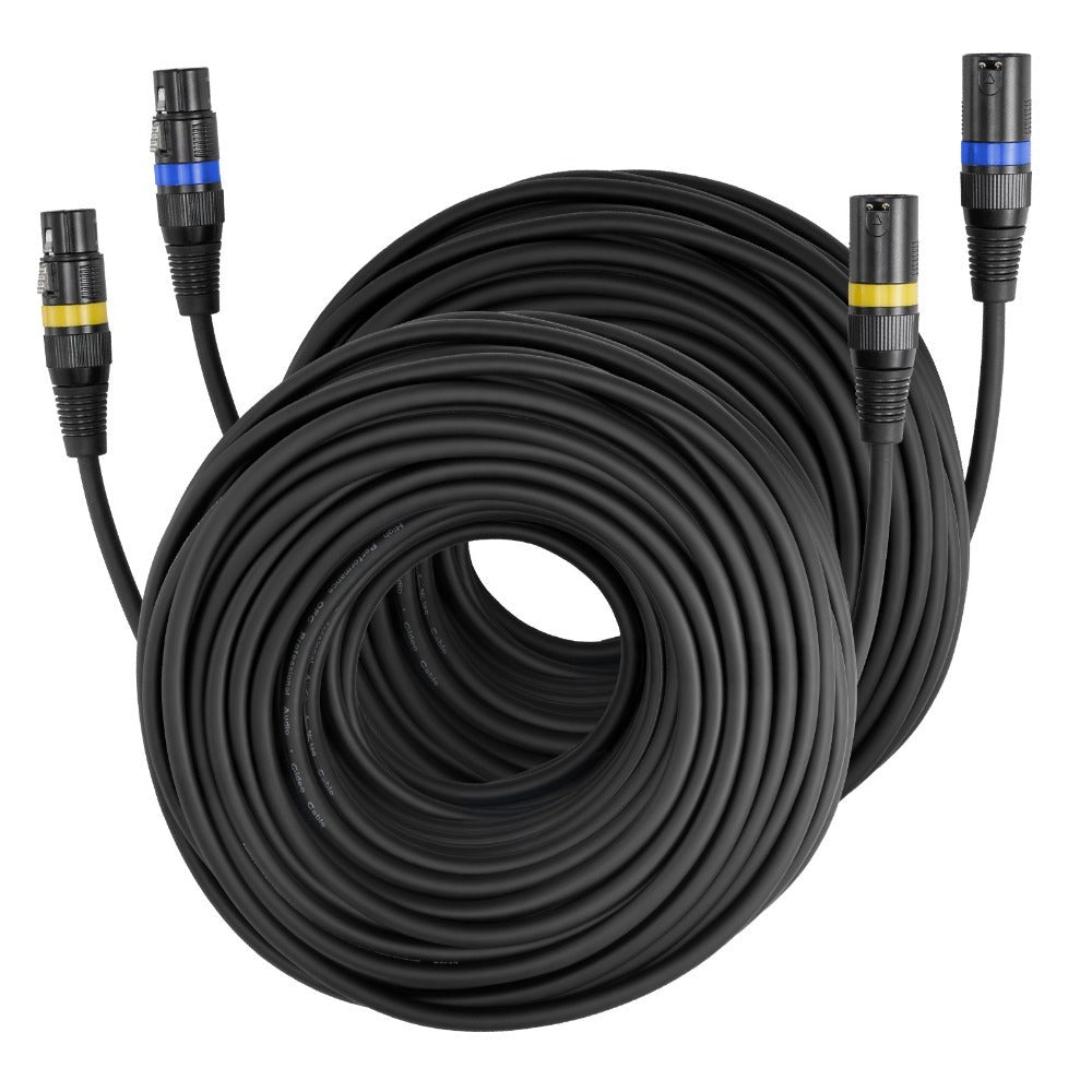 Cable XLR VEVOR 30.48 m, Paquete de 2, Cable DMX Balanceado Blindado Macho a Hembra para Micrófonos, Cable de Altavoz XLR de 3 Pines Chapado en Oro, para Iluminación de Escenario, Micrófonos, Amplificadores, Mezcladores, Sistemas de Altavoces