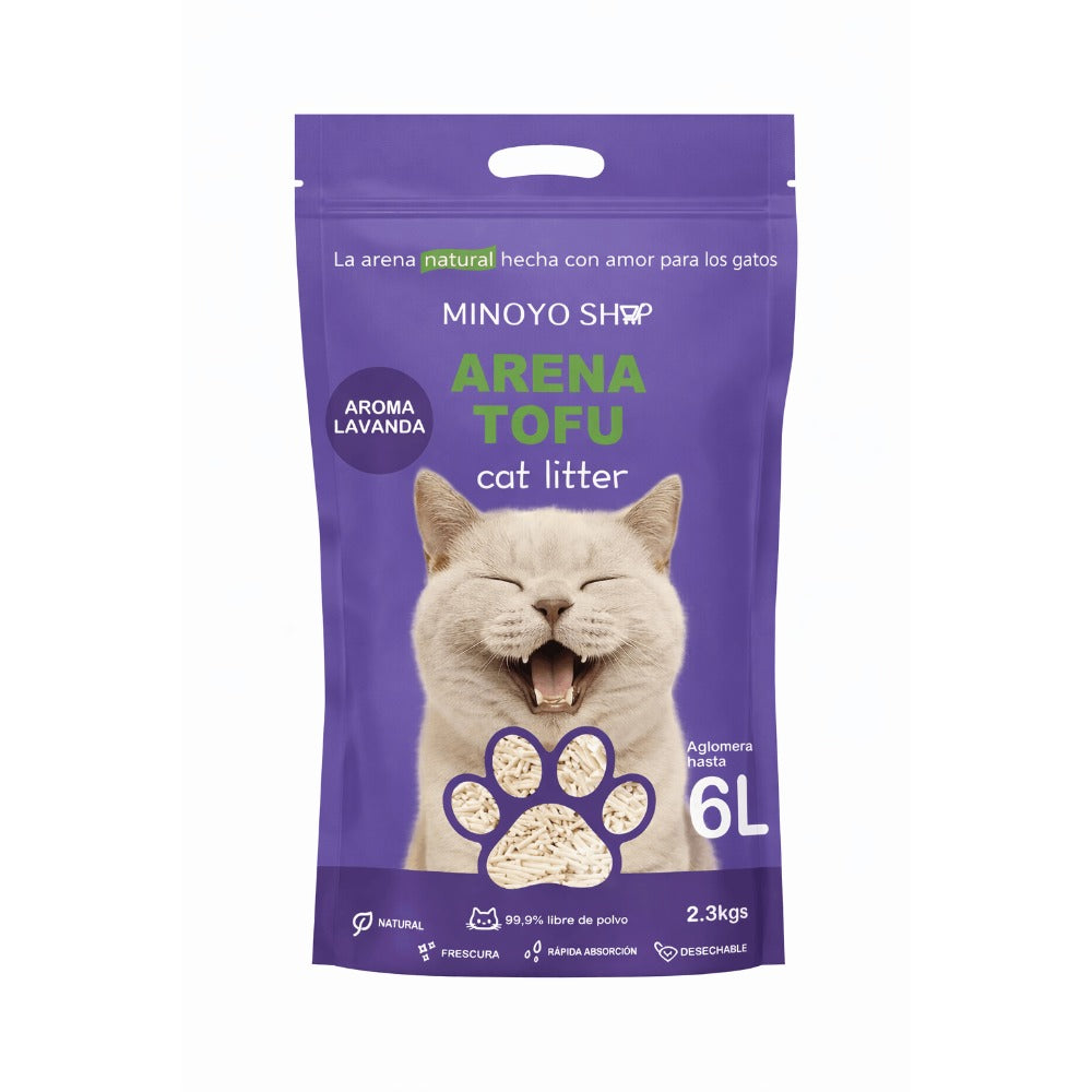 Pack de 1 Bolsa - Arena de Tofu para Gatos 6L - Sin Polvo Fácil de Aglomerar y Controla Olores -y Segura para Gatitos