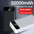 Batería externa | PD66W Carga Súper Rápida, Batería Portátil de Alta Capacidad 50000mAh, Pantalla LED de Energía/Puertos de Salida Rápida Dobles