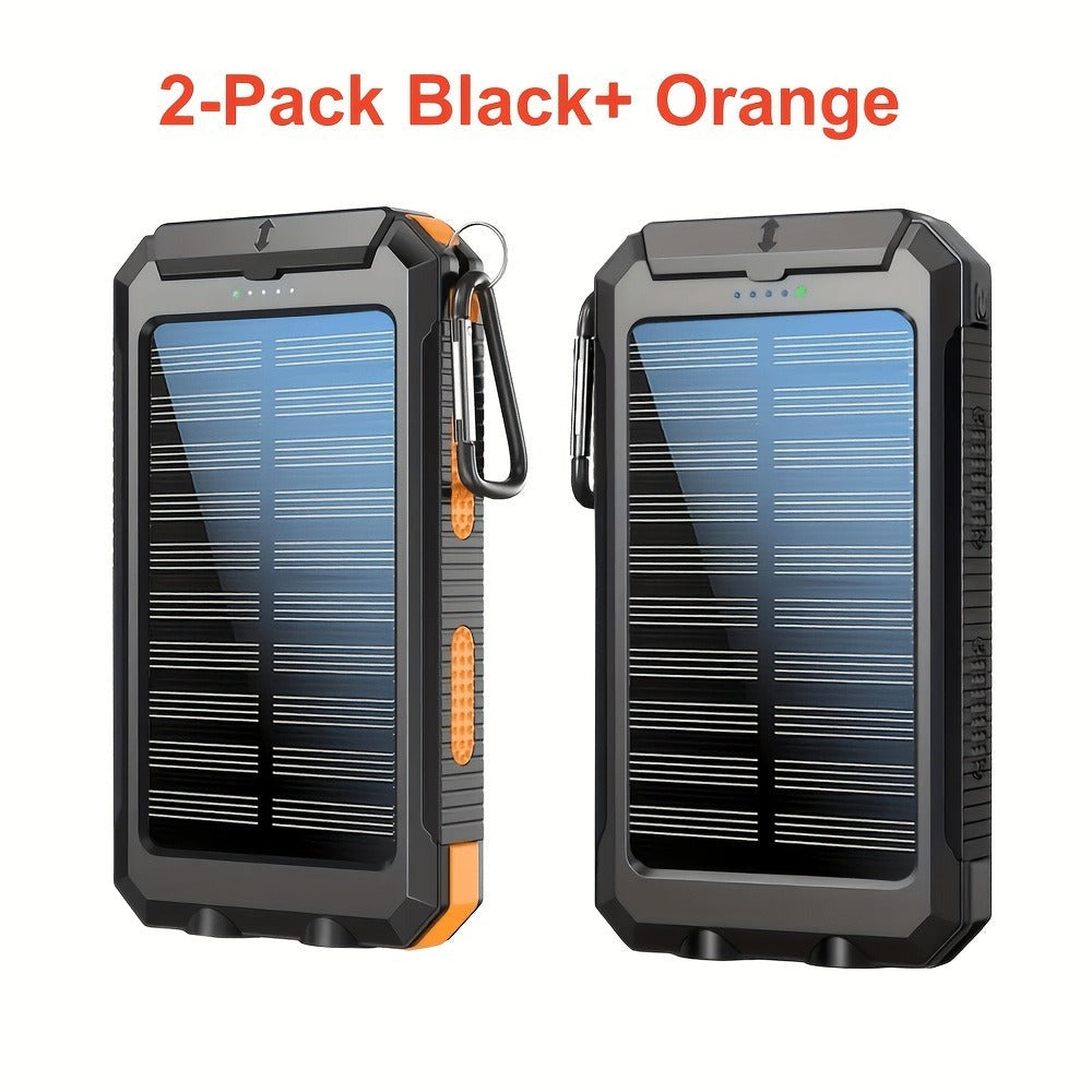 Paquete de 2 cargadores solares de 20000mAh, panel de carga solar portátil con doble salida USB, paquete de batería externa de carga rápida, modelo de emergencia con linterna LED incorporada para senderismo. (Paquete de 2)