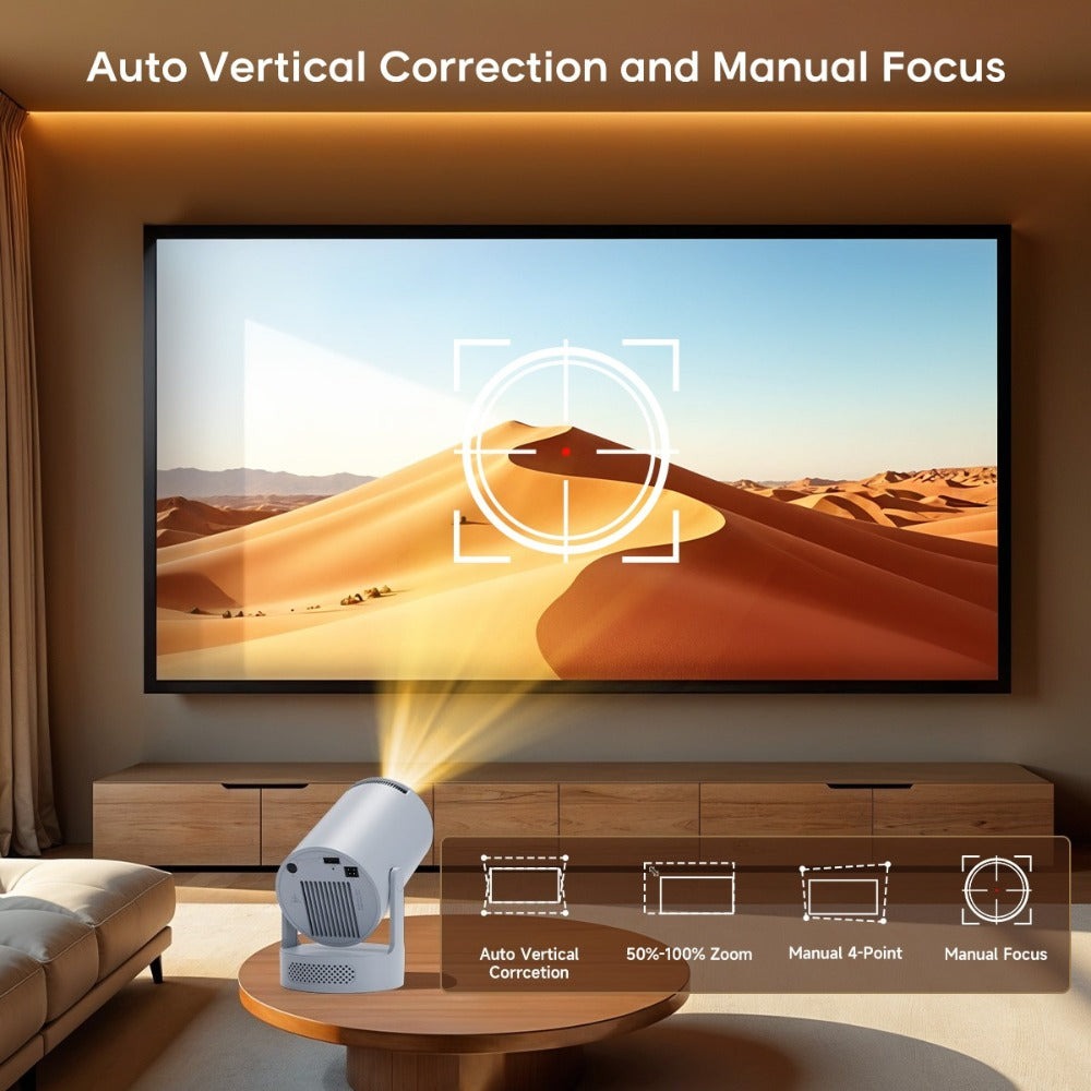 Proyector Inteligente Magcubic Hy300Pro+, BT5.2 Local 720P y 4K Compatible, Rotación de 180°, Corrección Automática de Keystone, Proyector Portátil de Cine en Casa para Películas, Proyector de Tecnología Inteligente, Regalo Ideal para Familiares y Amigos