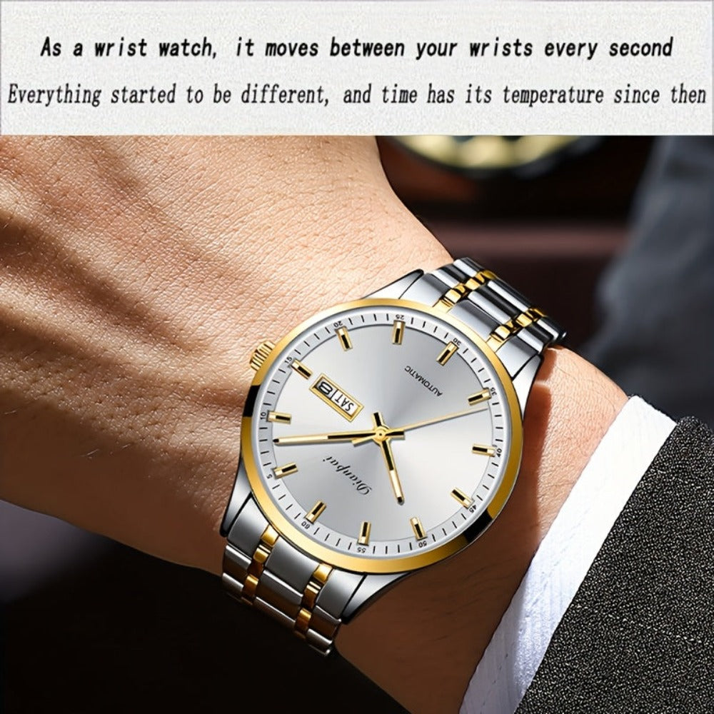 Dianpai Reloj mecánico automático de caja de latón para mujer, sofisticado y elegante, con un estilo deportivo casual y moderno, perfecto como regalo de cumpleaños