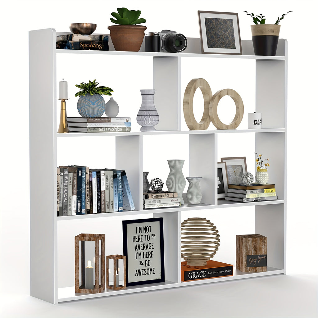 Estantería de Madera/Divisor de Ambiente 102*20*90cm, Unidad de Almacenamiento de Gabinete de Exhibición de 4 Niveles, Divisor de Ambiente, Partición, Librero, Estantería