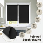 Persiana Blackout Sekey sin perforaciones, fijación con abrazadera, 55 cm de ancho, persiana lateral, protección contra el calor, pantalla de privacidad y protección solar, montaje en pared, montaje en techo, persiana con abrazadera para ventanas y puerta